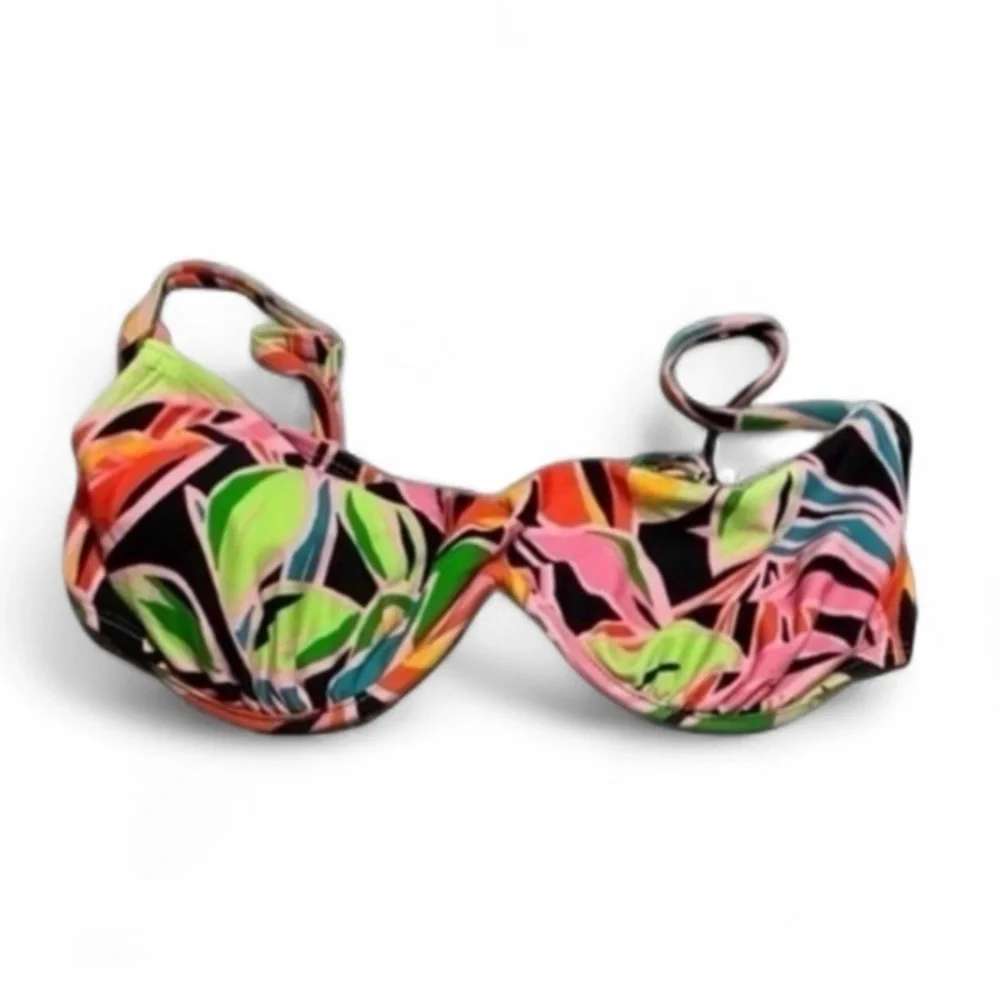 Wild Fable NWOT Neon Tropical Floral Underwire Bikini Top Bralette Style Medium